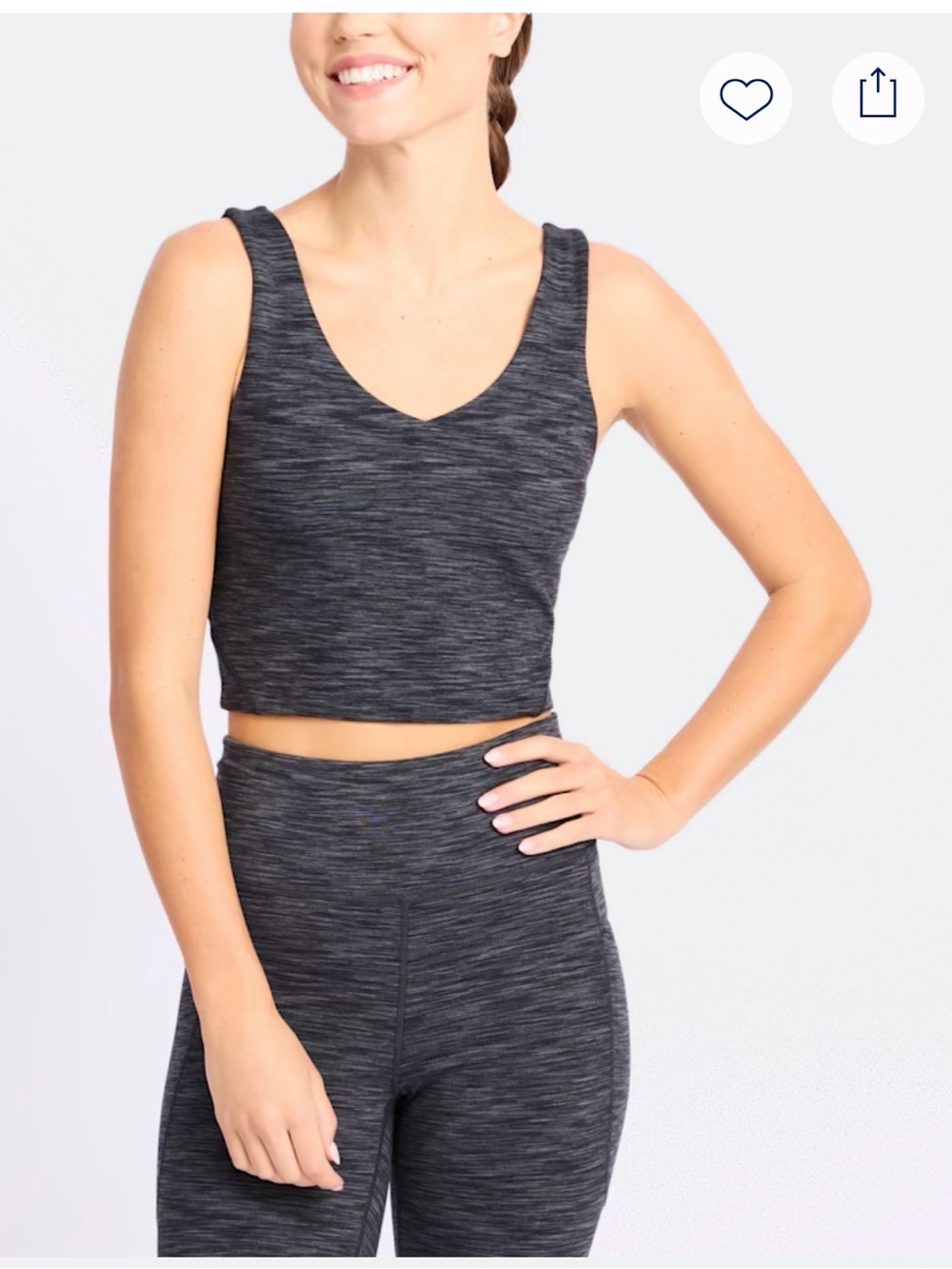 Women’s Heathered Gray V-Neck Crop Tank Top